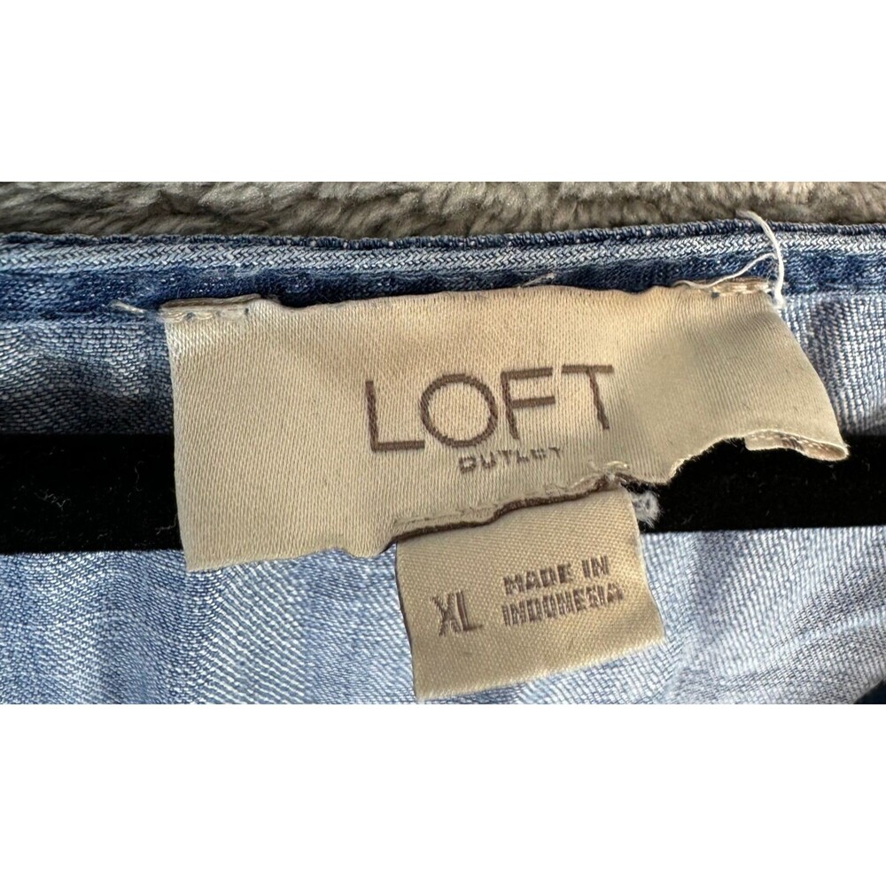 LOFT Outlet Mini Dress Womens Extra Large Blue Chambray Pockets Sleeveless Top - Picture 3 of 7